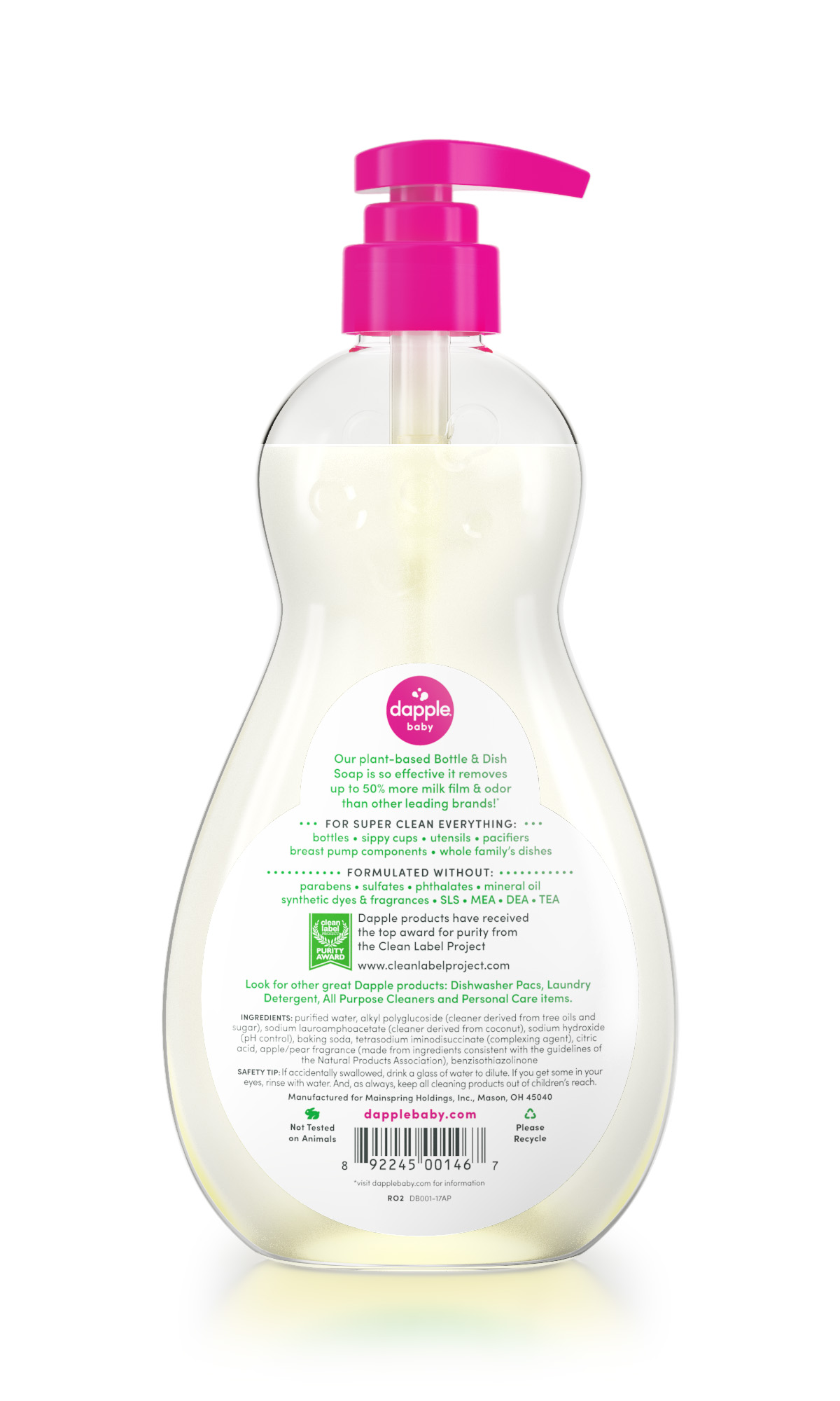 The Honest Company Baby Dish Soap, Fragrance Free