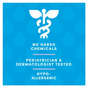 No harsh chemicals. Pediatrician and dermatologist tested. Hypo-allergenic.