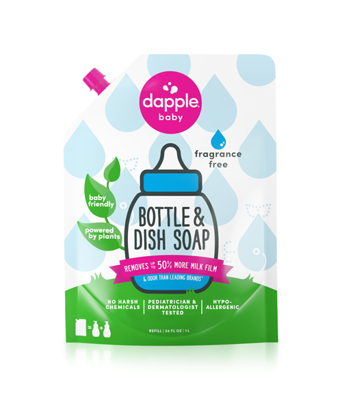 Dapple Baby Bottle and Dish Soap, Fragrance Free Dish Liquid, Plant Based, Hypoallergenic, 1 Pump Included, 16.9 Fluid Ounces