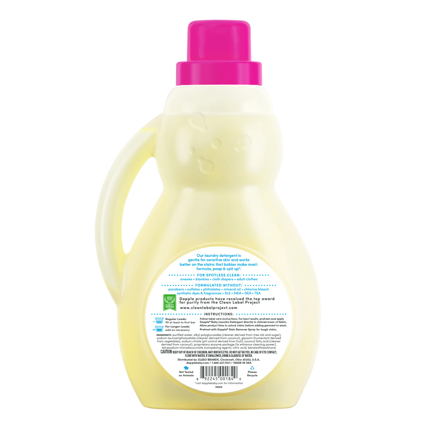 Dapple Bottle and Dish Soap Baby, Hypoallergenic, Plant-Based, Fragrance  Free, 3 Fl Oz (Pack of 2)